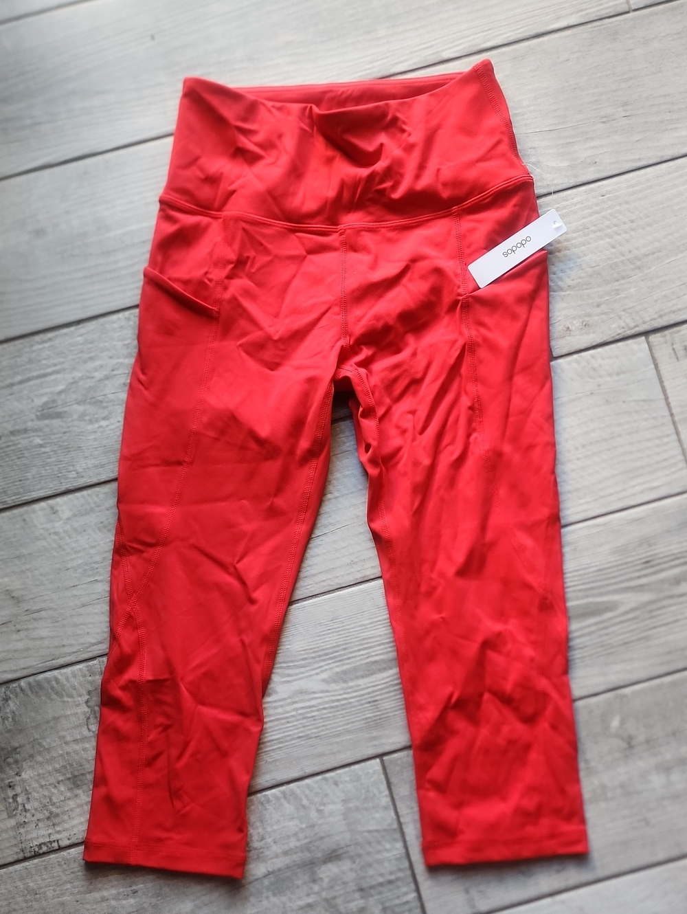 Red High-Waist Capri Leggings